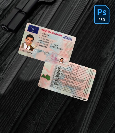 Latvia driving license PSD